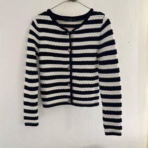 Mango Black and White Striped Cardigan
